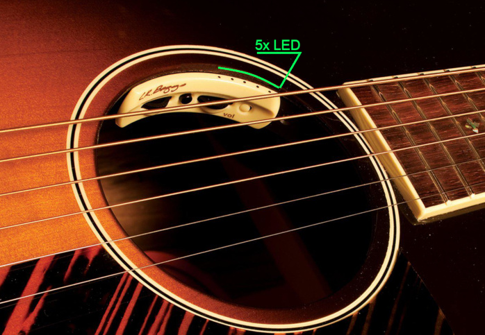 Snímač Anthem, instalovaný v kytaře.